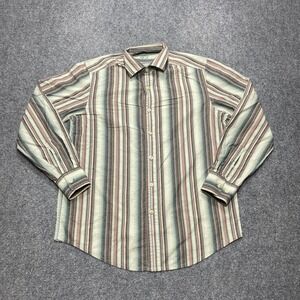 Tommy Bahama Shirt Mens Small Beige Long Sleeve Striped Casual Button Down